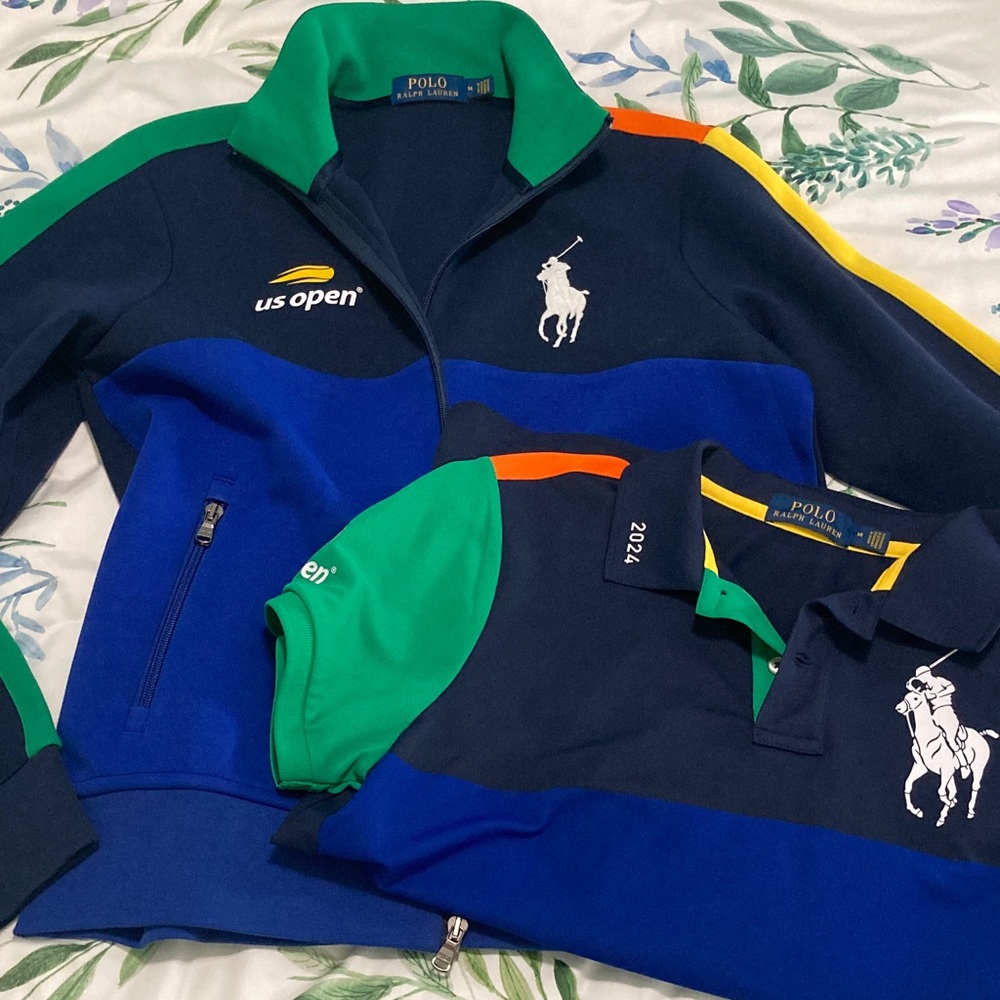 2024 US Open Polo by Ralph Lauren Blue and Green Jacket and matching Polo top